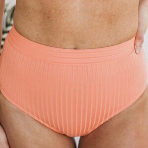 NWT Mack & Mal Sherbet Pink Orange Bikini Swim Bottoms Full Coverage